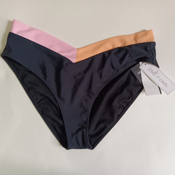 Salt Cove Juniors Color Blocked Bikini Black Multi XL - Picture 2 of 4